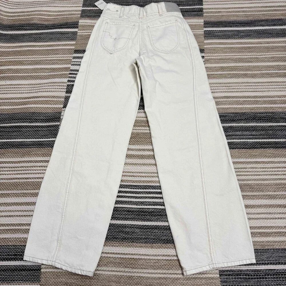 Free People We The Free Aster Straight Leg Jeans 100%‎ Cotton Cream Size 26